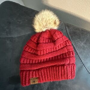 Burgundy Pom Beanie